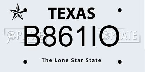 B861IO Texas License Plate