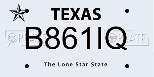 B861IQ Texas License Plate