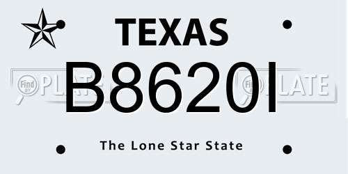 B8620I Texas License Plate