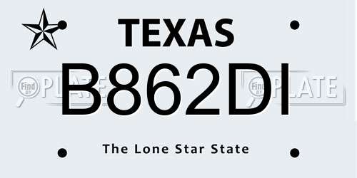 B862DI Texas License Plate