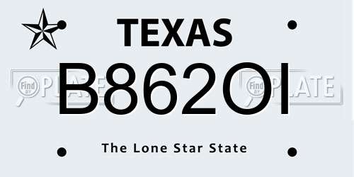 B862OI Texas License Plate