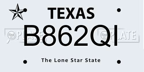 B862QI Texas License Plate