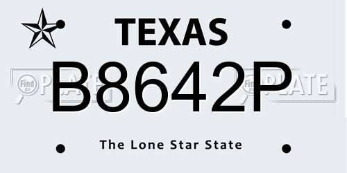 B8642P Texas License Plate