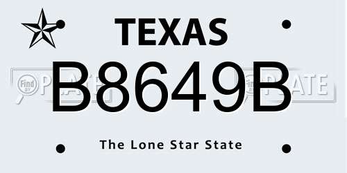 B8649B Texas License Plate
