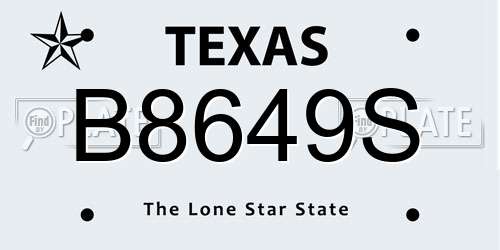 B8649S Texas License Plate