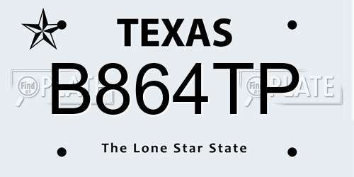 B864TP Texas License Plate
