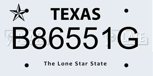 B86551G Texas License Plate