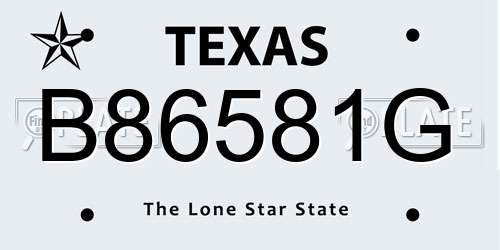 B86581G Texas License Plate