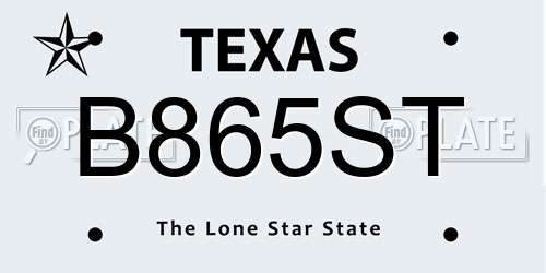 B865ST Texas License Plate