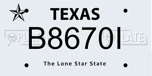 B8670I Texas License Plate
