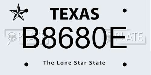 B8680E Texas License Plate