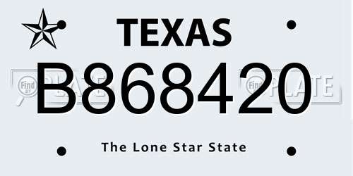 B868420 Texas License Plate