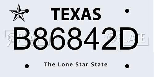 B86842D Texas License Plate