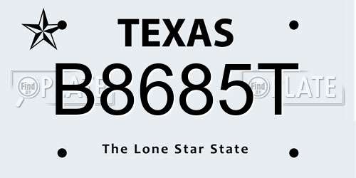 B8685T Texas License Plate