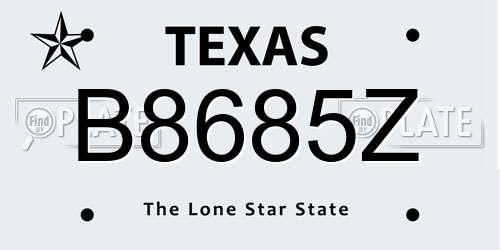 B8685Z Texas License Plate