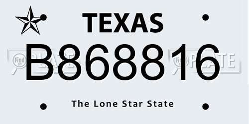 B868816 Texas License Plate