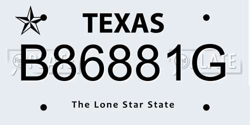 B86881G Texas License Plate