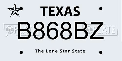 B868BZ Texas License Plate