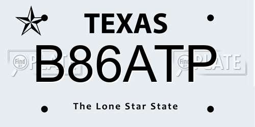 B86ATP Texas License Plate