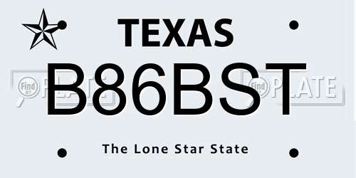 B86BST Texas License Plate