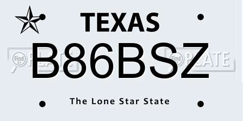 B86BSZ Texas License Plate