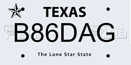 B86DAG Texas License Plate