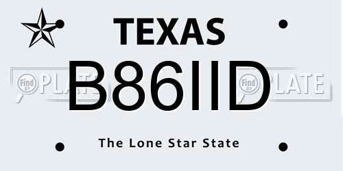 B86IID Texas License Plate