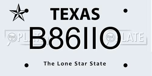 B86IIO Texas License Plate