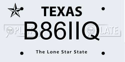 B86IIQ Texas License Plate