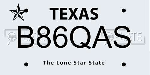 B86QAS Texas License Plate