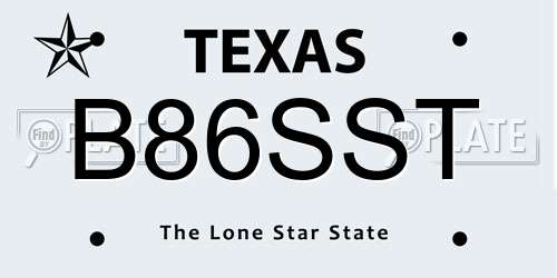 B86SST Texas License Plate