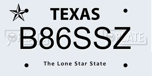B86SSZ Texas License Plate