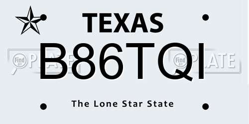 B86TQI Texas License Plate