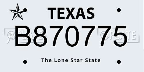 B870775 Texas License Plate