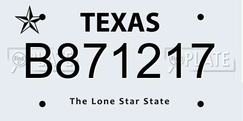 B871217 Texas License Plate