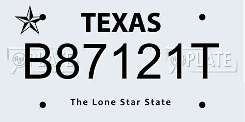 B87121T Texas License Plate