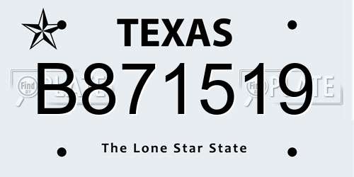 B871519 Texas License Plate