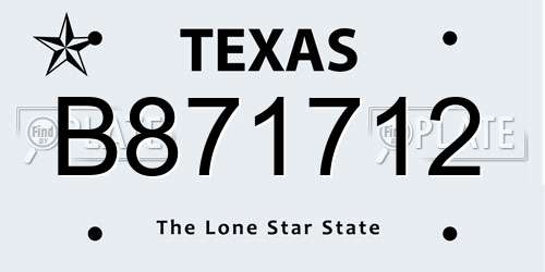 B871712 Texas License Plate