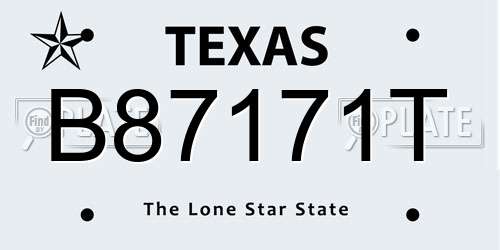 B87171T Texas License Plate