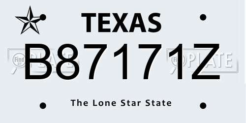 B87171Z Texas License Plate