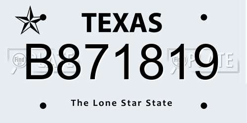 B871819 Texas License Plate