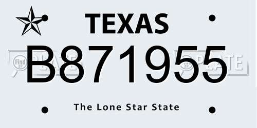 B871955 Texas License Plate