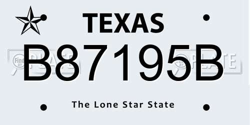 B87195B Texas License Plate