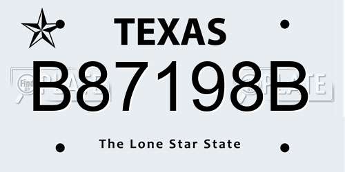 B87198B Texas License Plate