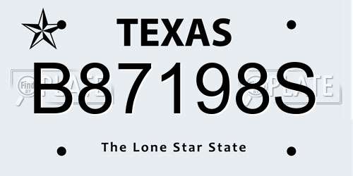 B87198S Texas License Plate