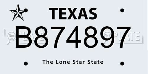 B874897 Texas License Plate