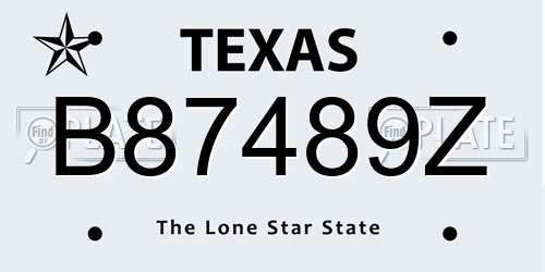 B87489Z Texas License Plate