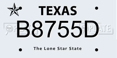 B8755D Texas License Plate