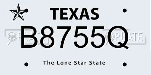 B8755Q Texas License Plate