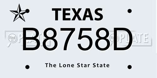 B8758D Texas License Plate